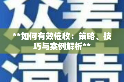 **如何有效催收：策略、技巧与案例解析**
